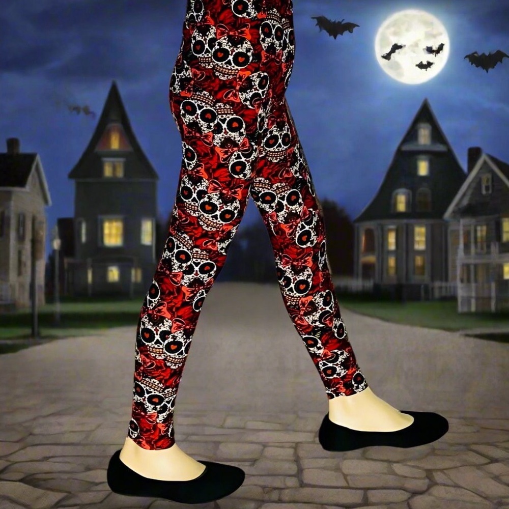 NEW Girls Halloween Skull Leggings, Costume, Yoga Pants, Tights